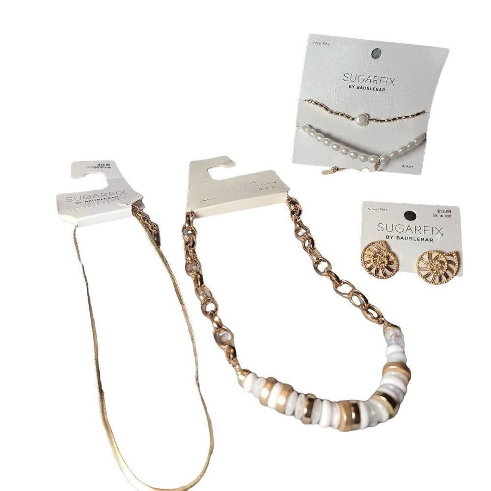 A New Day Sugar Fix Women Gold Statement Necklace And Earrings Jewelry Bundle